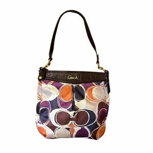 Coach Brown Multi-Color “C” Print Shoulder Bag